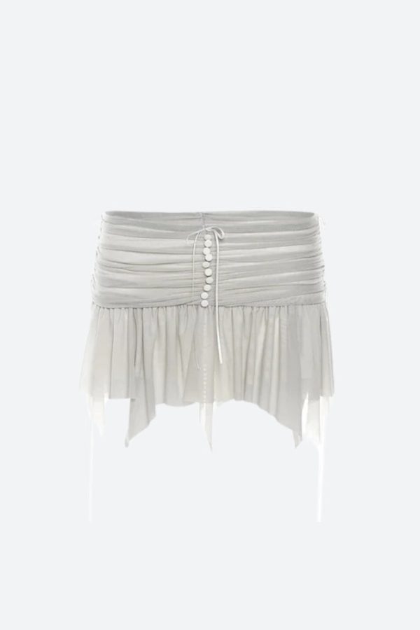 Fairycore Mesh Ruffled Top & Mini Skirt Two Piece Set
