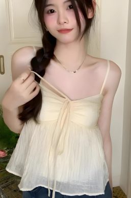 Fairycore Ruched Bust Lace Up Top