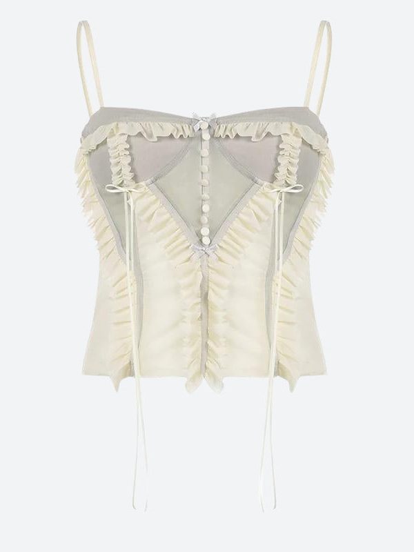 Fairycore Ruffled Mesh Corset Top