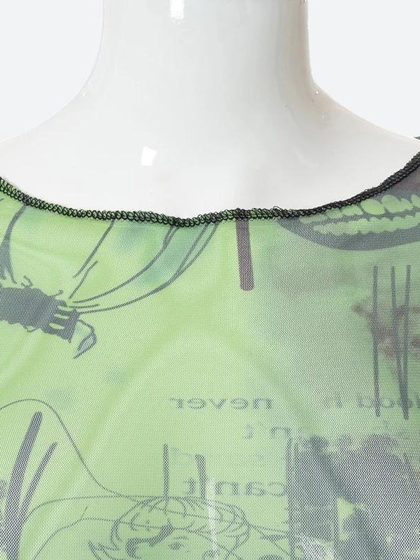 Fairycore Slit Mesh Crop Top