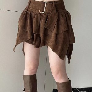 Fairycore Suede Mini Skirt