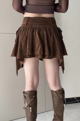 Fairycore Suede Mini Skirt