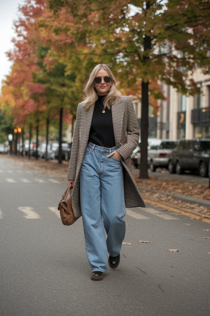 Creating a Fall Outfit with Baggy Jeans and Layers outfit idea