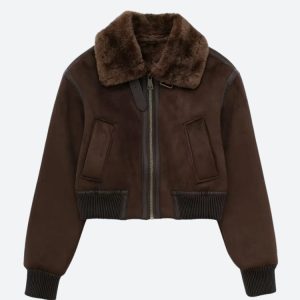 Faux Fur Collar Zip-Up Jacket