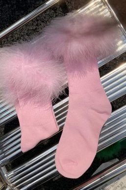 Faux Fur Cuff Knee Socks