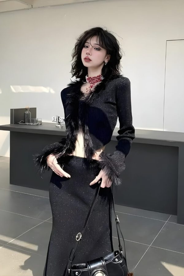 Faux Fur Trim Cardigan