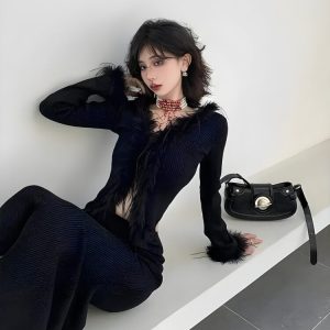 Faux Fur Trim Cardigan