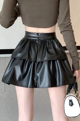 Faux Leather A-Line Mini Skirt