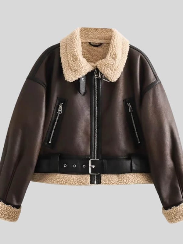 Faux Leather Aviator Jacket