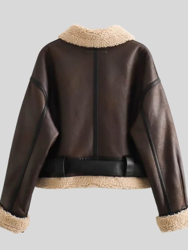 Faux Leather Aviator Jacket