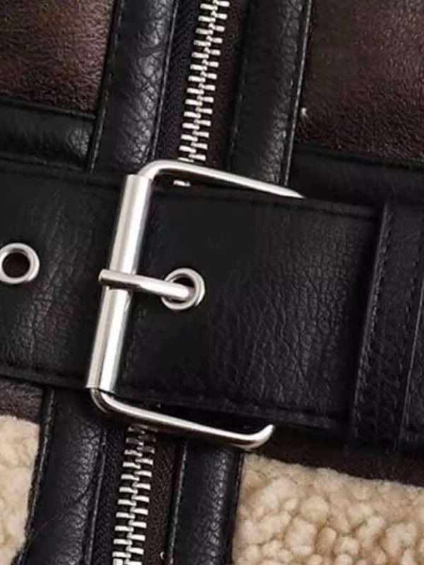 Faux Leather Aviator Jacket