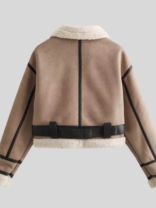 Faux Leather Aviator Jacket