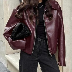 Faux Leather Burgundy Jacket