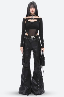 Faux Leather Cargo Pants