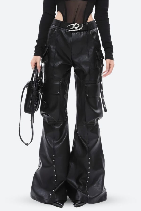 Faux Leather Cargo Pants