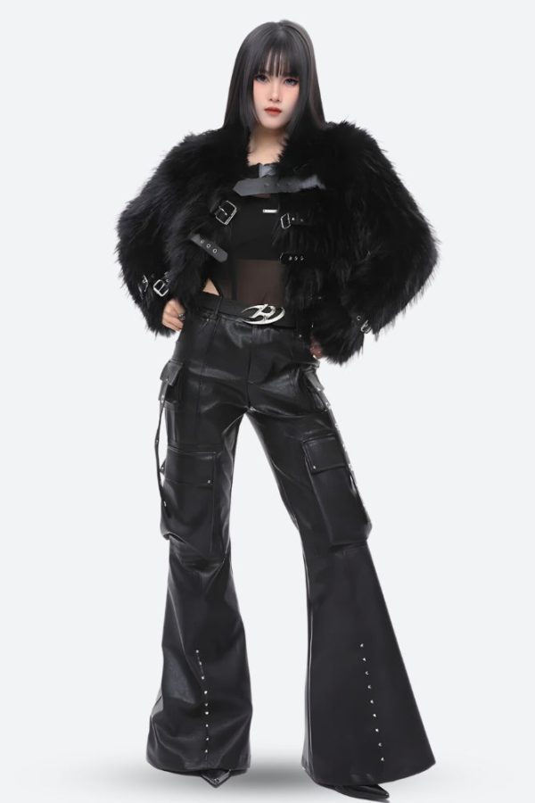 Faux Leather Cargo Pants