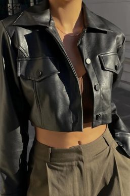 Faux Leather Cropped Jacket