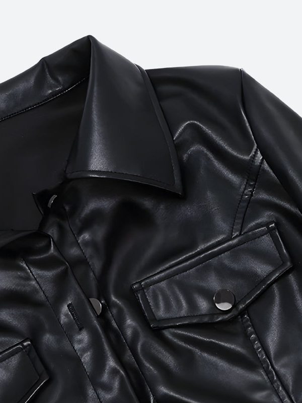 Faux Leather Cropped Jacket