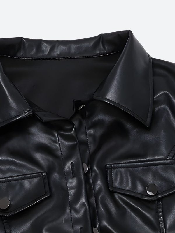 Faux Leather Cropped Jacket