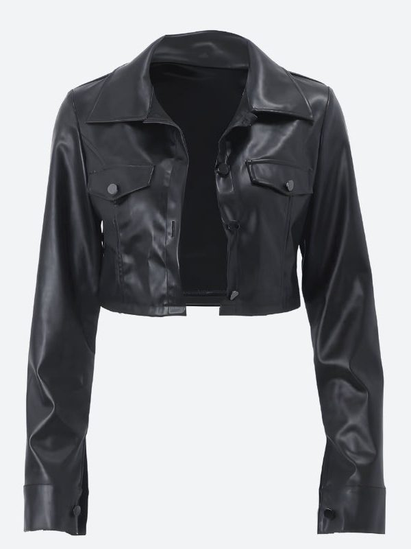 Faux Leather Cropped Jacket