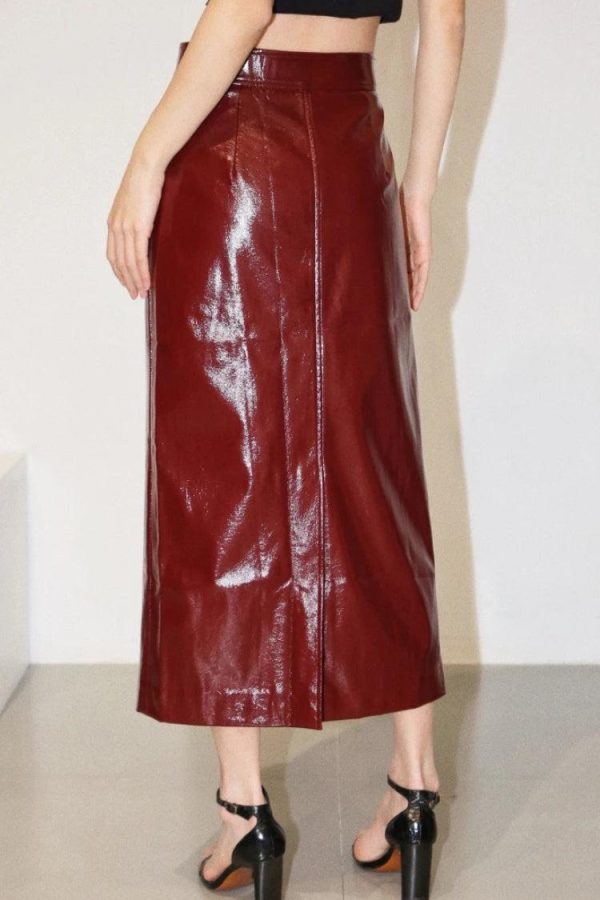 Faux Leather Midi Pencil Skirt