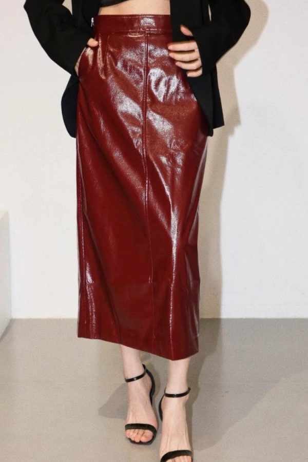 Faux Leather Midi Pencil Skirt