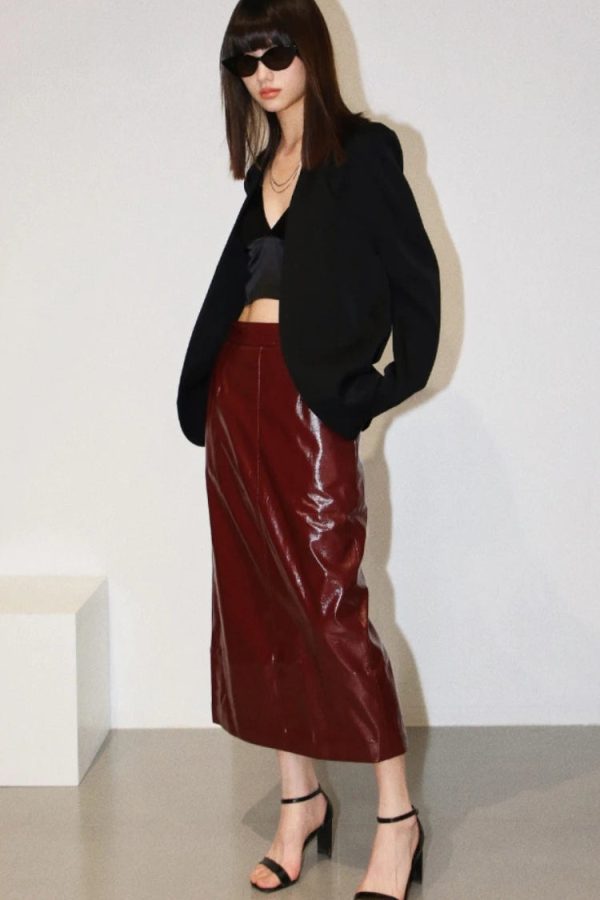 Faux Leather Midi Pencil Skirt