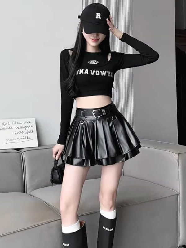Faux Leather Mini Skort
