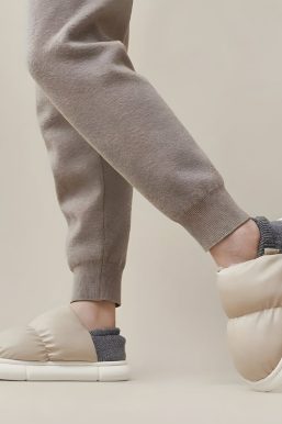 Faux Leather Puffer Slippers