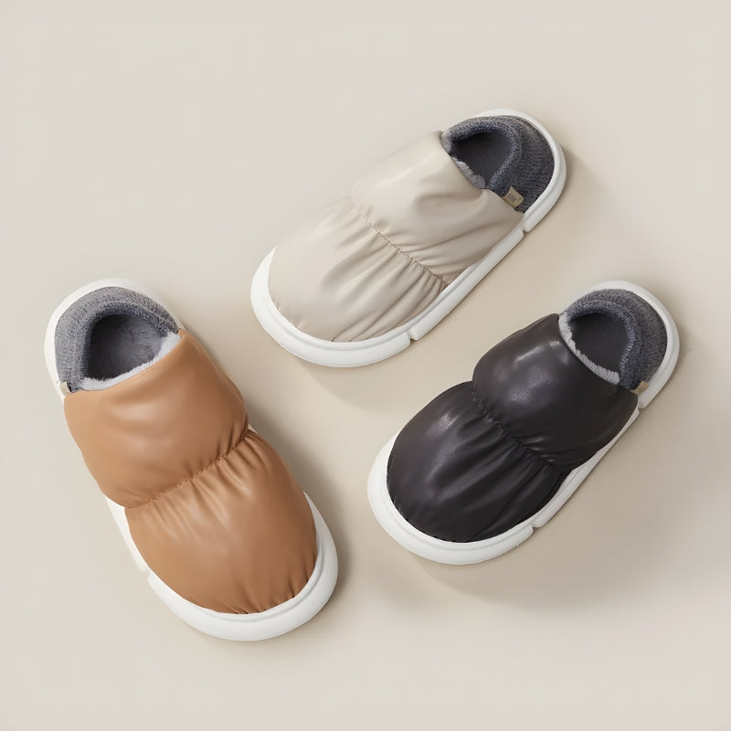 Faux Leather Puffer Slippers Faux Leather Puffer Slippers