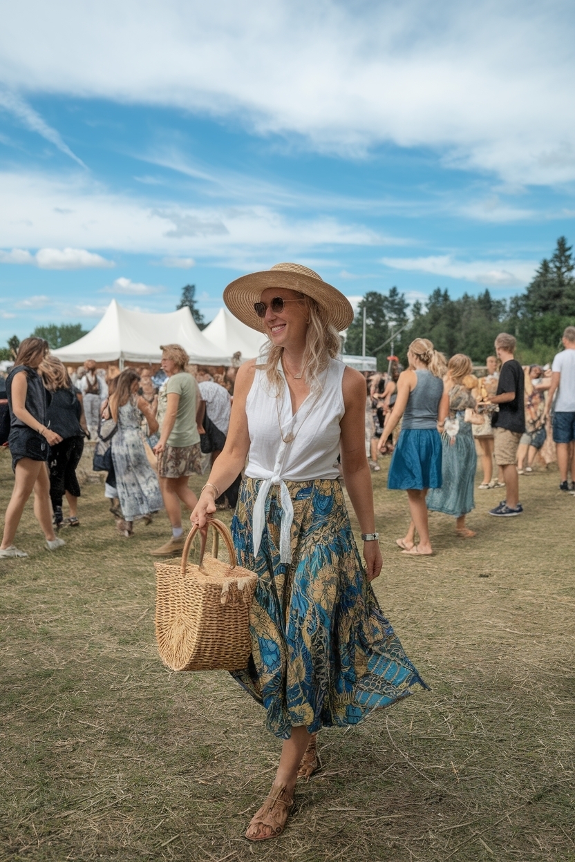 Festival Outfit Over 40 for Women Summer: Bright and Breezy outfit idea