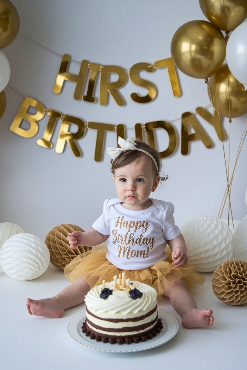 Memorable first birthday outfit for mom to Celebrate outfit idea