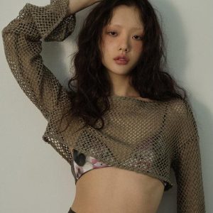 Fishnet Crop Shrug Sweater