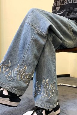 Flame Wide Leg Jeans - Wide Leg Sweatpants Outfit