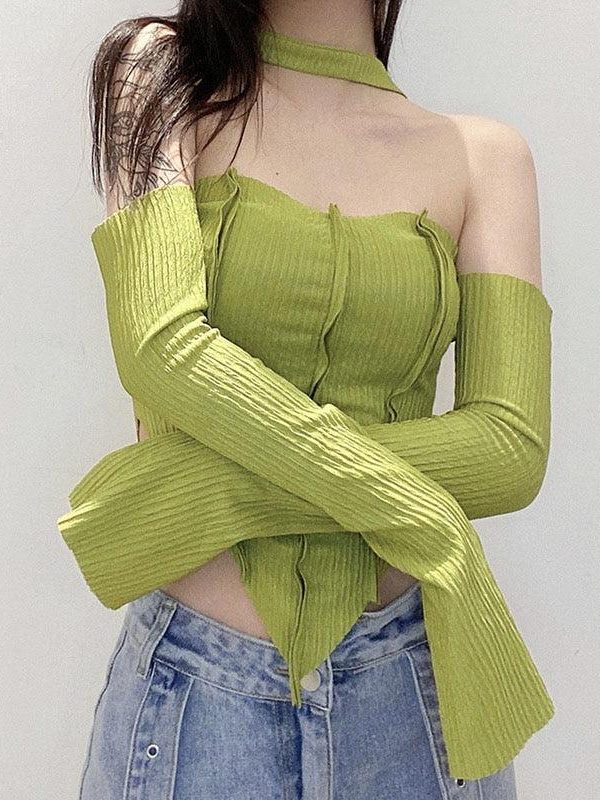 Flare Sleeved Halter Top