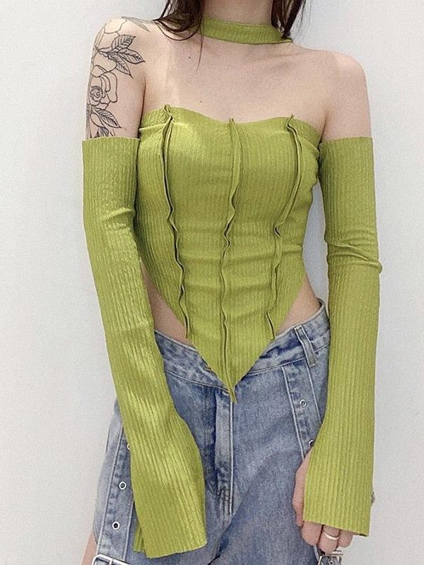 Flare Sleeved Halter Top