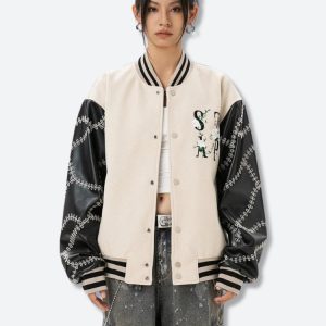 Floral Embroidered Bomber Jacket