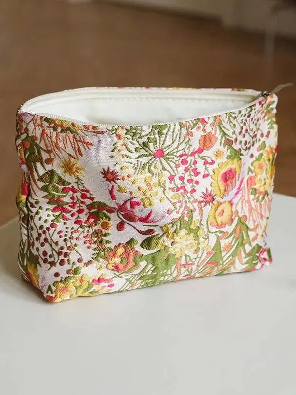 Floral Embroidered Makeup Bag