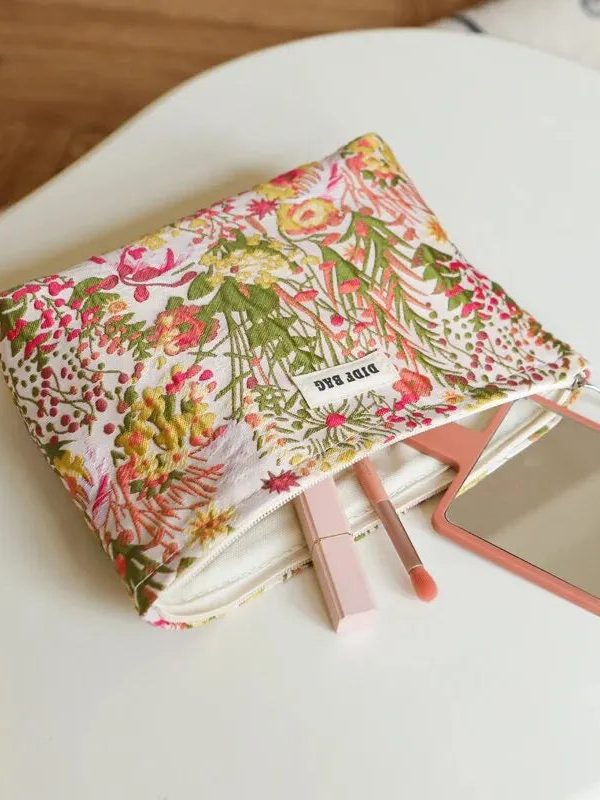Floral Embroidered Makeup Bag