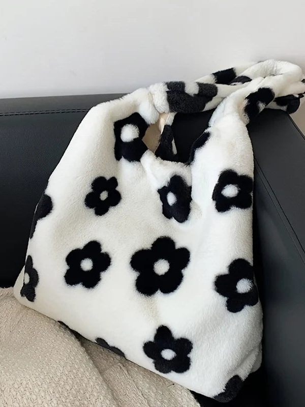 Floral Faux Fur Hobo Bag