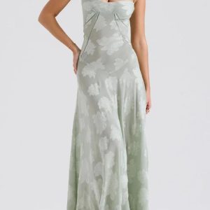 Floral Lace Up Maxi Dress