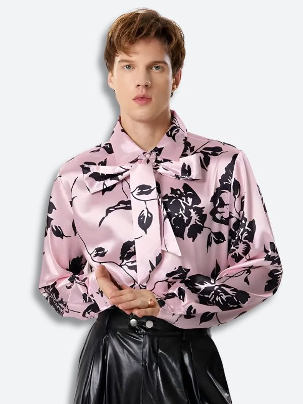 Floral Neck Tie Satin Top