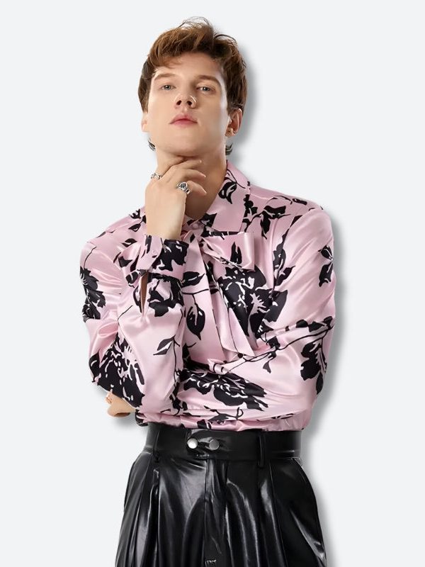 Floral Neck Tie Satin Top