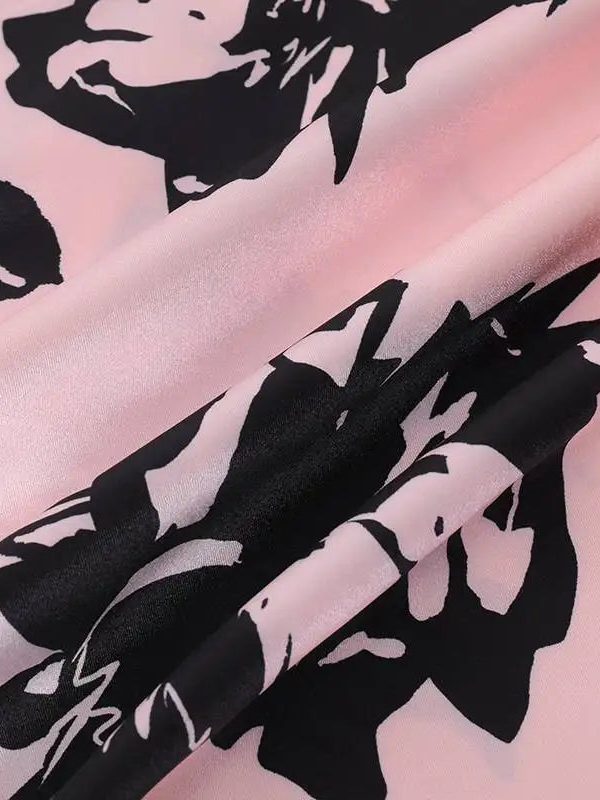 Floral Neck Tie Satin Top