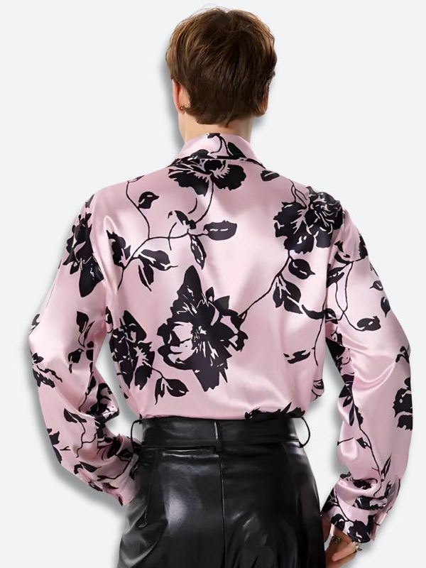 Floral Neck Tie Satin Top