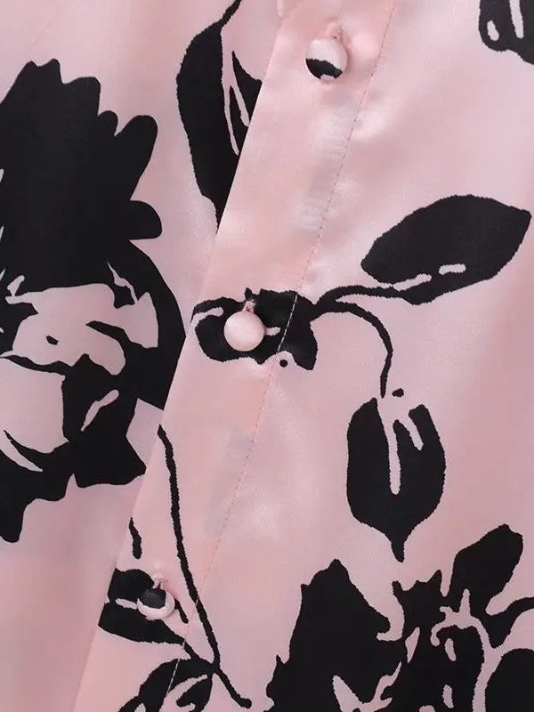 Floral Neck Tie Satin Top