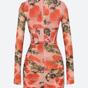 Floral Ruched Corset Mini Dress