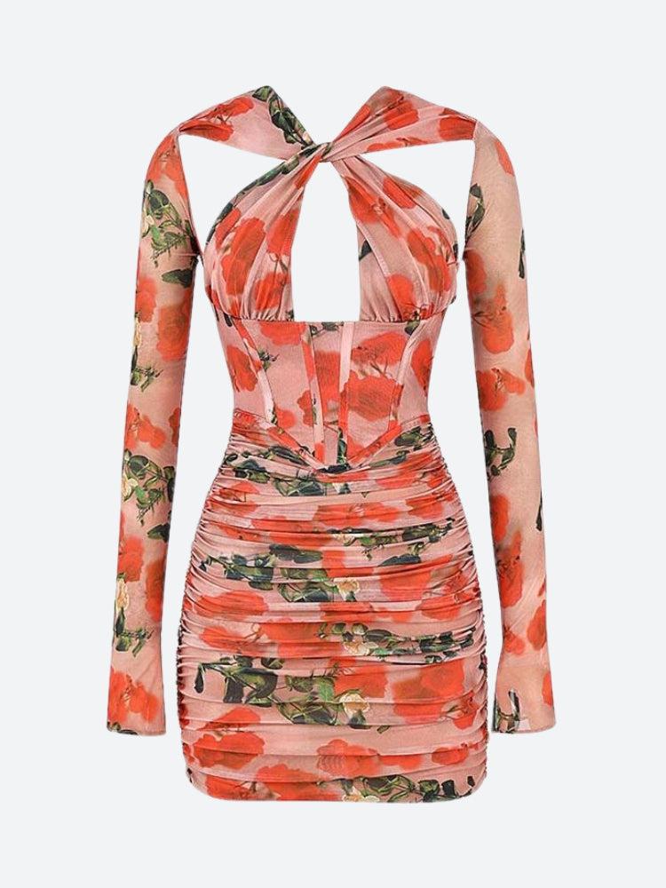 Floral Ruched Corset Mini Dress Floral Ruched Corset Mini Dress
