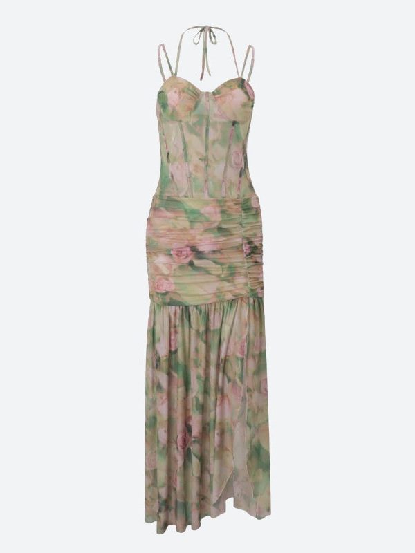 Floral Ruched Maxi Dress