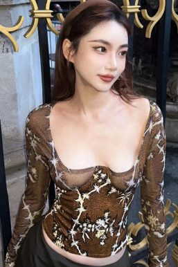 Floral Square Neck Corset Top